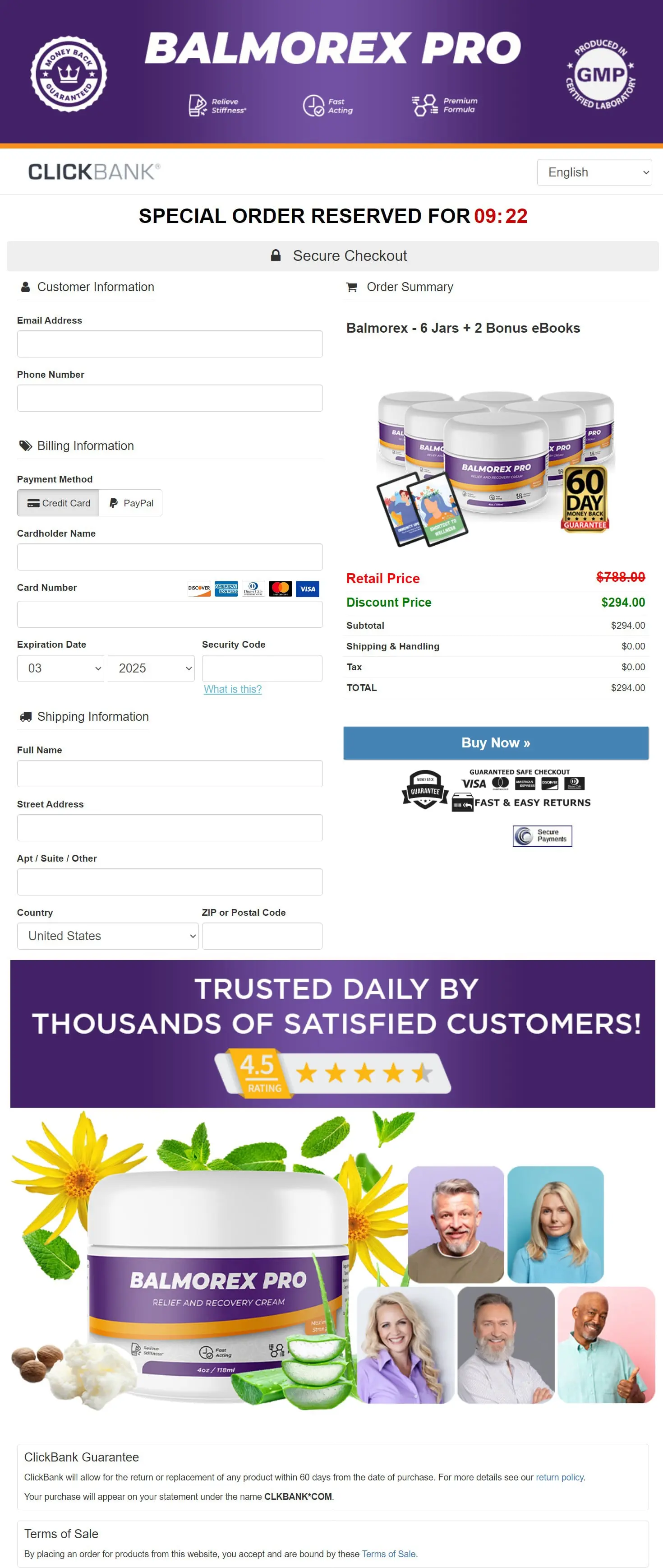Balmorex Pro - Order Page